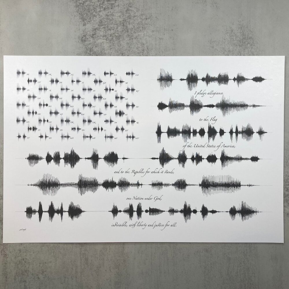 The Pledge Of Allegiance Flag Print 12x18 Black White Unframed Patriotic 1776